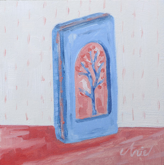 Mahjong tile painting of a bird bam blue and pink with at tree perfect gift for a mahjong friend 