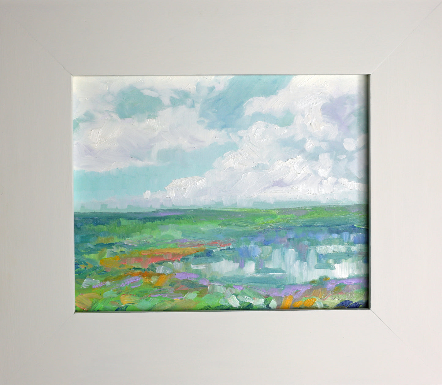 Abstract contemporary landscape original fine art vibrant bright color expressive artwork impressionism oil painting artwork local Jacksonville Florida small business woman owned business marsh small petite mini 