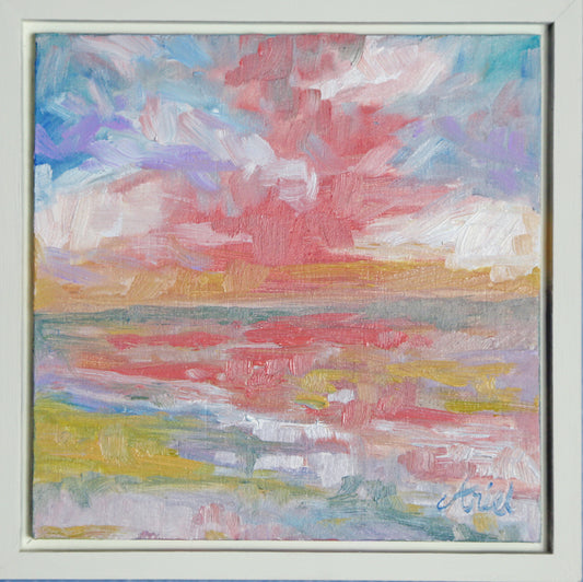 Abstract contemporary landscape original fine art vibrant bright color expressive artwork impressionism oil painting artwork local Jacksonville Florida small business woman owned business marsh small petite mini 