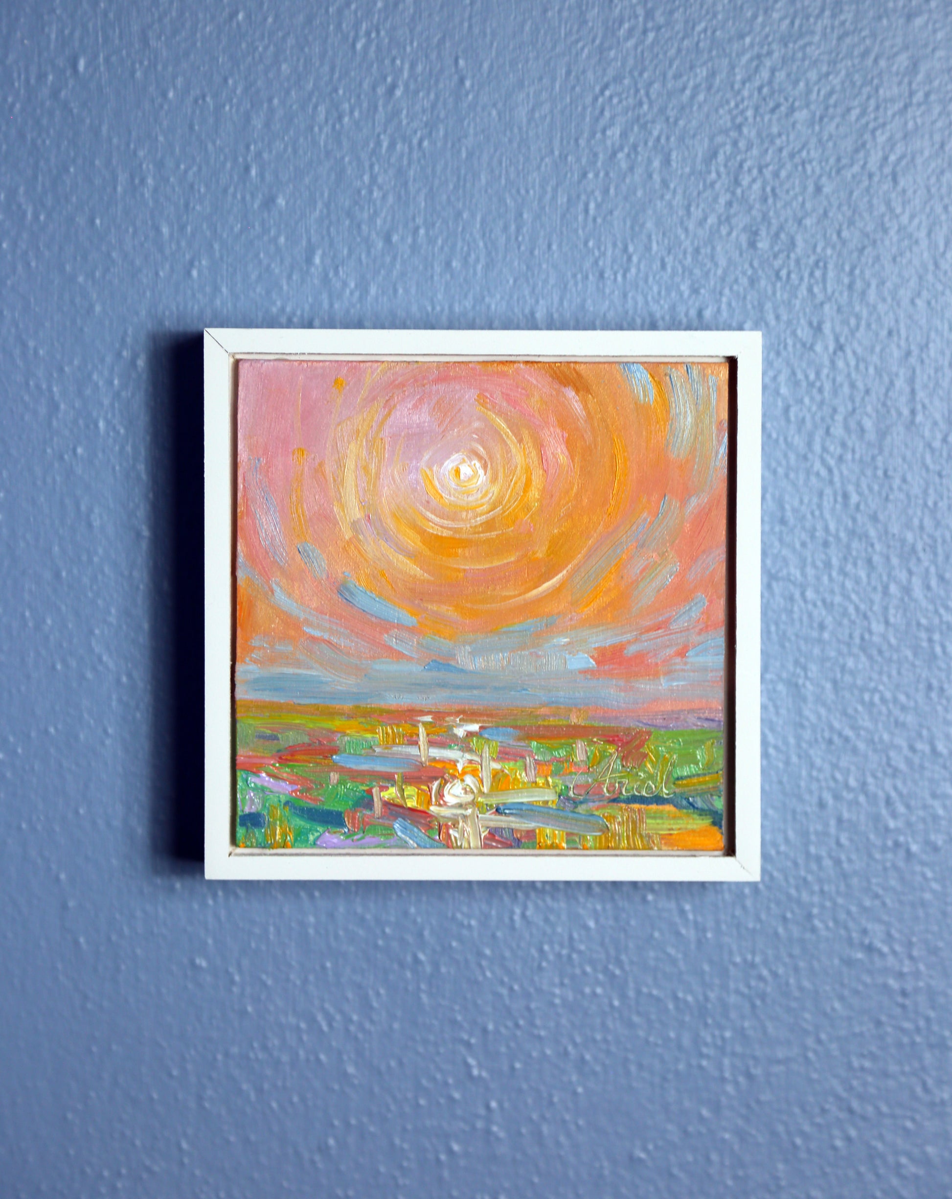 Abstract contemporary landscape original fine art vibrant bright color expressive artwork impressionism oil painting artwork local Jacksonville Florida small business woman owned business marsh small petite mini 